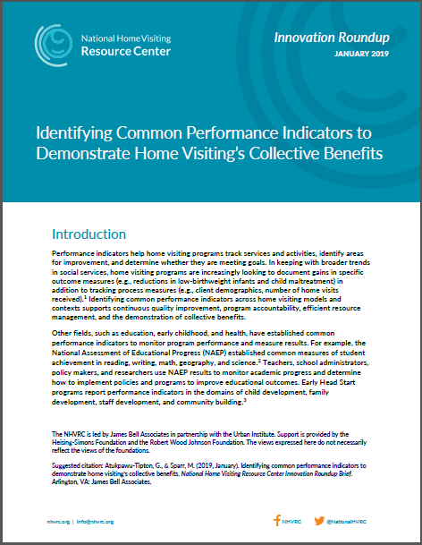 Cover of Identifying Common Performance Indicators innovation roundup brief