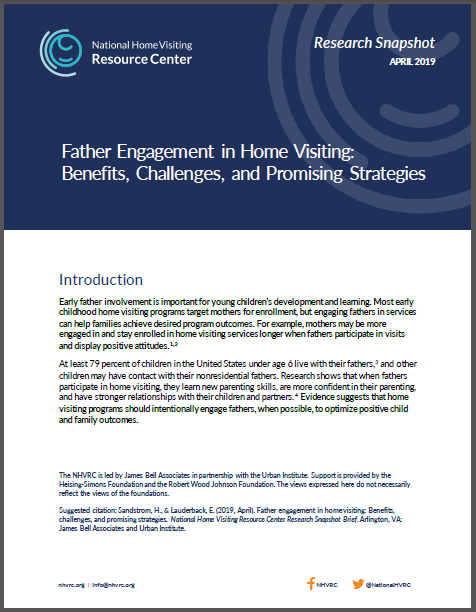Cover of Father Engagement in Home Visiting research snapshot brief